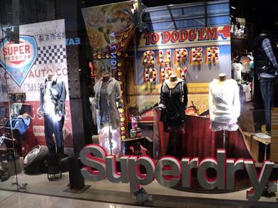 Nostalgia is the key in Superdry window displays