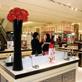 The basement beauty area’s glitzy, aspirational feel is enhanced by touches such as a shaft of natural light, the marble, tessellated floor and the top-lit mirrored pillars